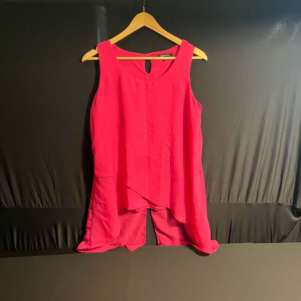Relativity Hot Pink Sleeveless Asymmetrical Hi-Lo Tank Top Size L
